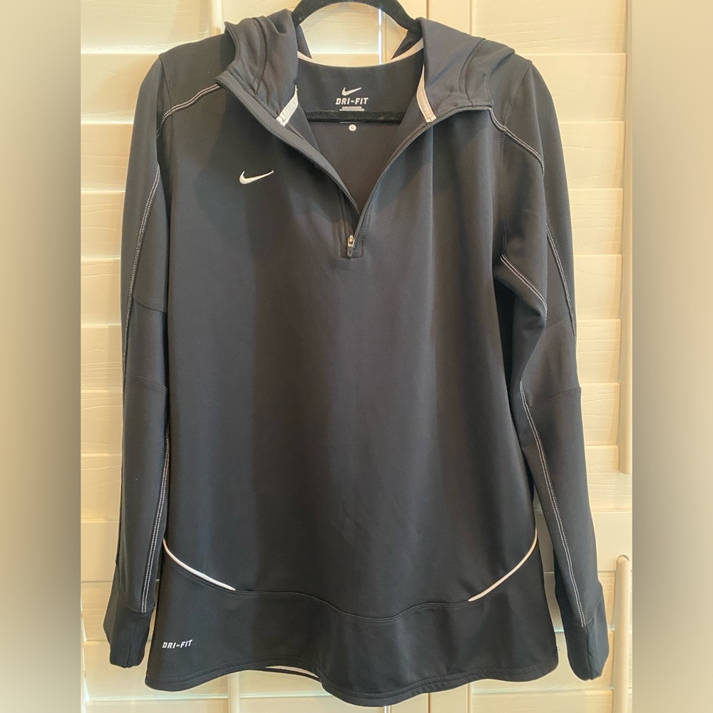 Nike Dri-Fit 1/4 Zip Hoodie Pullover Black Size Large